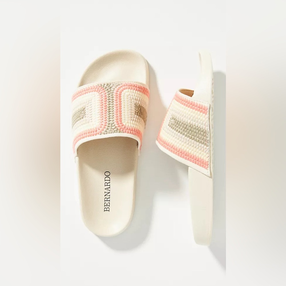 Bernardo Cream and Pink Sandals
